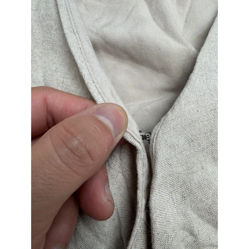 Abercrombie & Fitch Blouse Women's XS Beige Linen Blend Puff Sleeve Tie Front